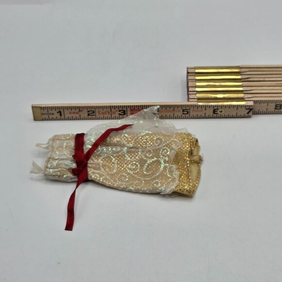 Holiday Sparkle Barbie Dress Gold With Red Ribbon - Picture 5 of 5